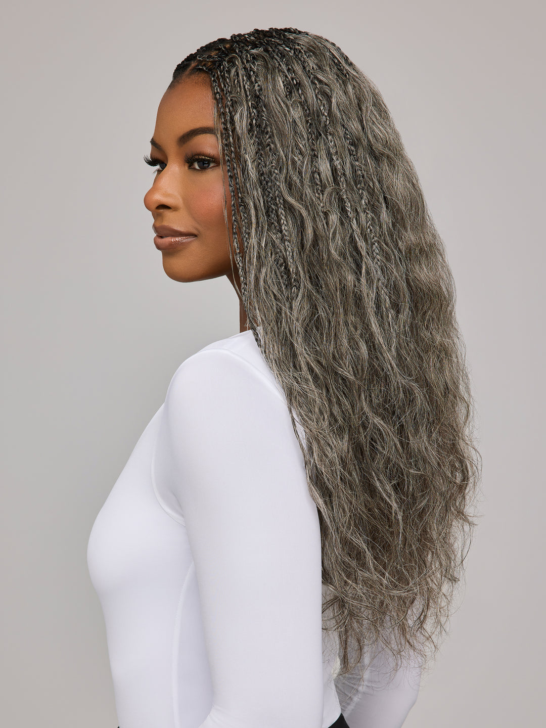 Indique Gray Wavy Hair Human Braiding Hair